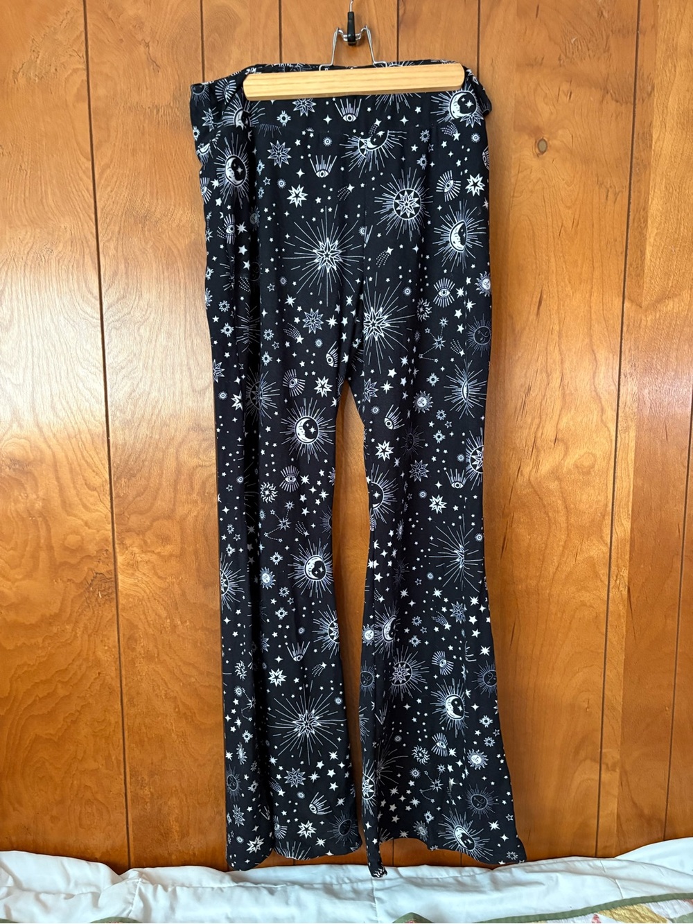 No Boundaries Black Celestial Print Flared Leggings